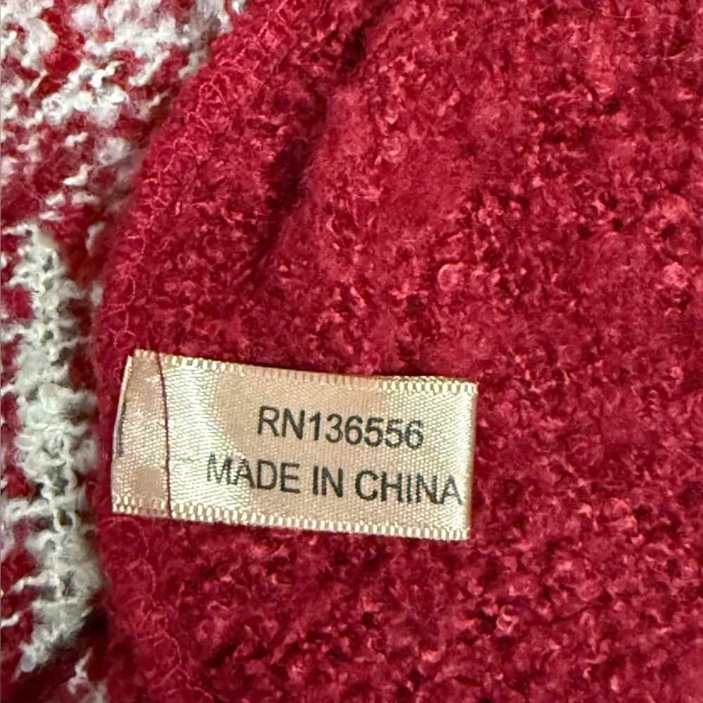 Laon Red Buffalo Plaid Acrylic Women’s Cream Infinity Scarf